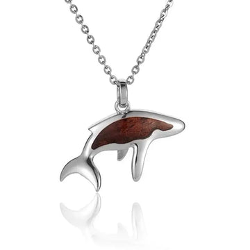 Sterling Silver Koa Wood Whale Pendant18" Necklace - Larson Jewelers