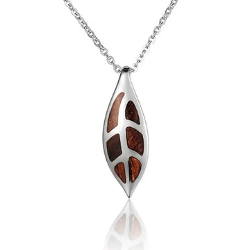 Sterling Silver Koa Wood Maile Pendant18" Necklace - Larson Jewelers