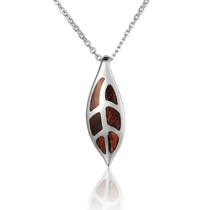 Sterling Silver Koa Wood Maile Pendant18" Necklace - Larson Jewelers