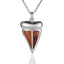 Sterling Silver Koa Wood Double Inlay Shark Tooth Pendant18" Necklace