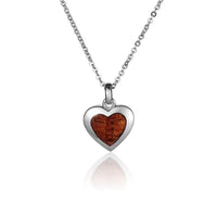Sterling Silver Koa Wood Heart Pendant18" Necklace - Larson Jewelers