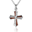 Sterling Silver Koa Wood Engraved Cross Pendant 18" Necklace