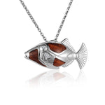 Sterling Silver Koa Wood Humuhumunukunukuapua's Fish Pendant 18" Necklace