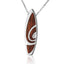 Sterling Silver Koa Wood Spiral Inlay Surfboard Pendant 18" Necklace