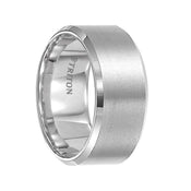 FOSTER Satin Finish White Tungsten Carbide Comfort Fit Wedding Band with Polished Beveled Edges by Triton Rings - 10 mm - Larson Jewelers