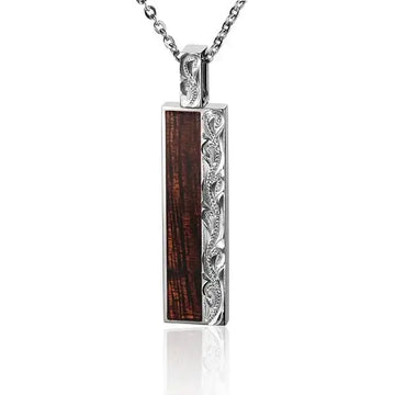 Sterling Silver Koa Wood Hawaii Pendant 18" Necklace - Larson Jewelers