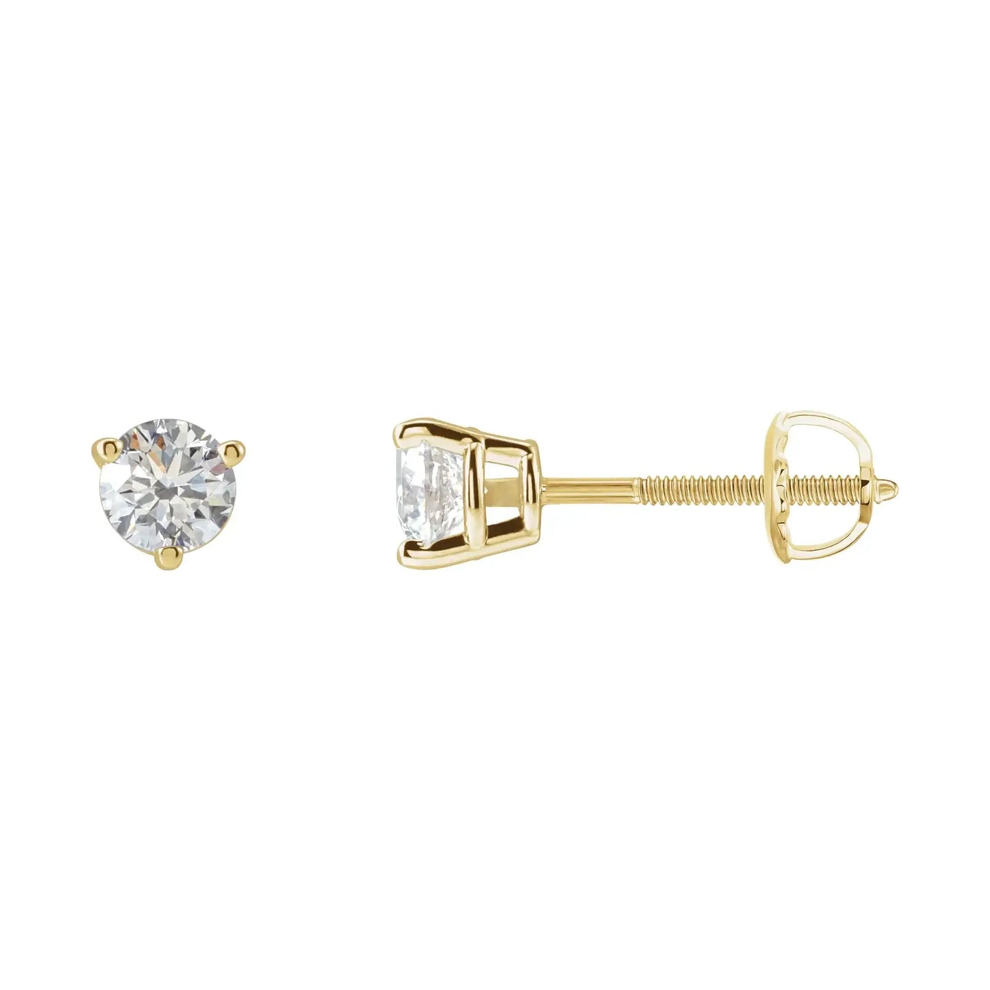 14K Yellow Gold 3-Prong Solitaire Basket Studs with Lab Grown Diamond - Larson Jewelers