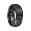IVES Domed Black Tungsten Carbide Comfort Fit Band with Brush Finish Center and Chevron Pattern Cuts by Triton Rings - 8mm - Larson Jewelers