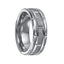 KELVIN Tungsten Carbide Beveled Edge Comfort Fit Band with Vertical Satin Finish and Bright Edges and Alternating Cuts by Triton Rings - 8 mm - Larson Jewelers