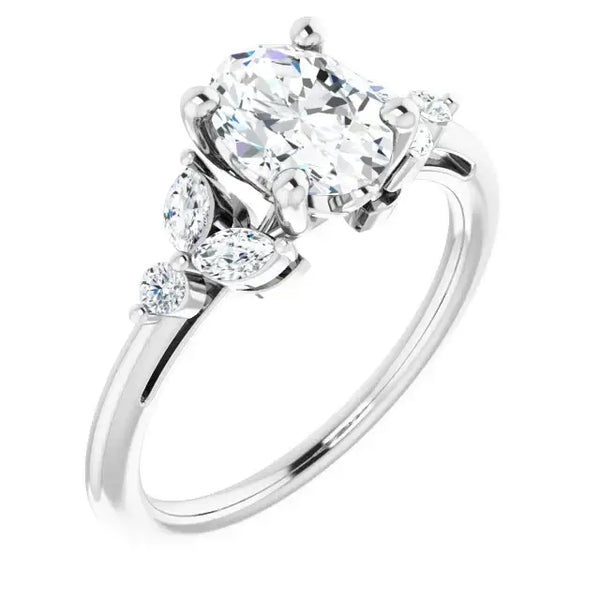 AURELIE 14K White Gold Oval Lab Grown Diamond Engagement Ring - Larson Jewelers