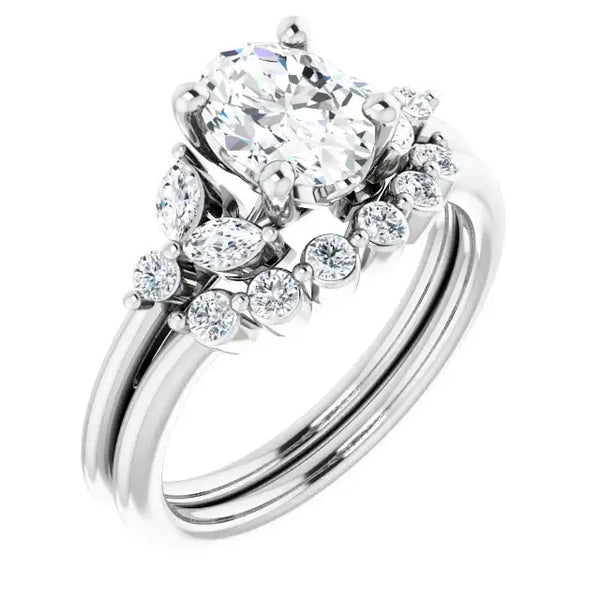 AURELIE Platinum Oval Lab Grown Diamond Engagement Ring - Larson Jewelers