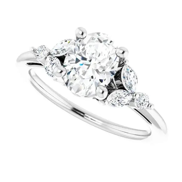 AURELIE Platinum Oval Lab Grown Diamond Engagement Ring - Larson Jewelers