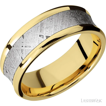 10K Yellow Gold with Polish , Polish Finish and Meteorite Inlay - 8 MM - Larson Jewelers