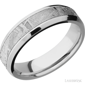 10K White Gold with Polish , Polish Finish and Meteorite Inlay - 6MM - Larson Jewelers