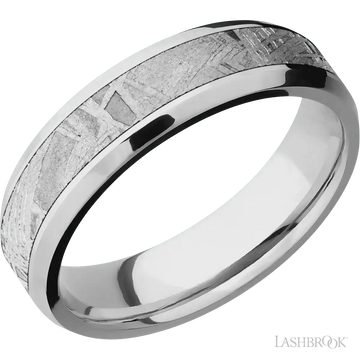 10K White Gold with Polish , Polish Finish and Meteorite Inlay - 6MM - Larson Jewelers