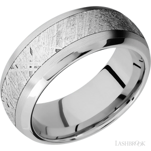 10K White Gold with Satin , Polish Finish and Meteorite Inlay - 9MM - Larson Jewelers