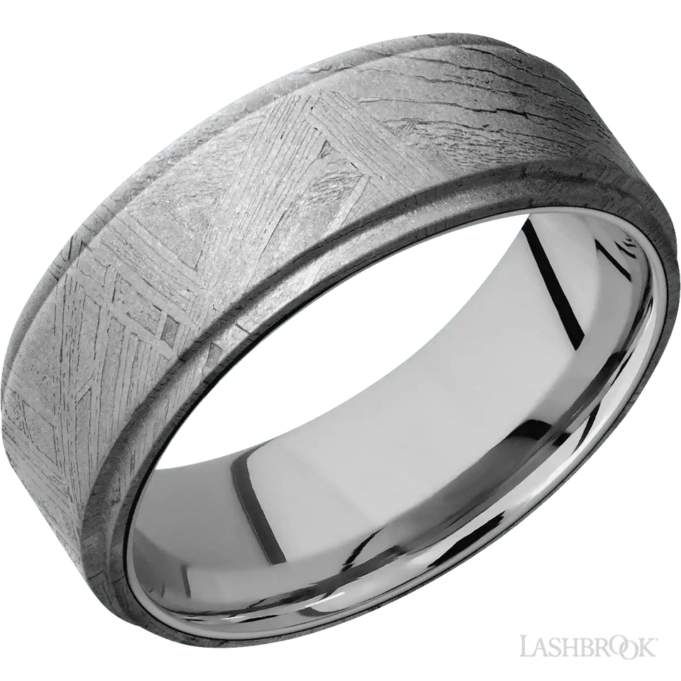Meteorite with None Finish and 10K White Gold - 8MM - Larson Jewelers