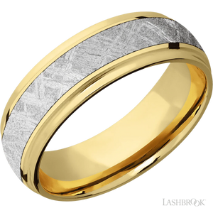 10K Yellow Gold with Polish , Polish Finish and Meteorite Inlay - 7MM - Larson Jewelers
