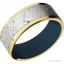 10K Yellow Gold with Satin Finish and Meteorite Inlay and Navy Blue - 8MM - Larson Jewelers