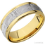 10K Yellow Gold Band with Polish , Polish Finish and Meteorite Inlay - 8MM - Larson Jewelers