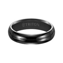 TROY Domed Polished Black Titanium Comfort Fit Wedding Band by Triton Rings - 6 mm - Larson Jewelers