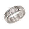 NATHAN Flat Stainless Steel Comfort Fit Wedding Band with Brush Finish Beveled Center and Round Rims by Triton Rings - 7 mm - Larson Jewelers