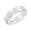 ELIJAH Raised Brush Finished Center White Tungsten Carbide Comfort Fit Band with Polished Step Edges by Triton Rings- 7 mm - Larson Jewelers