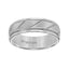 FERGUSON Tungsten Carbide Comfort Fit Ring with Flat Satin Finish Center and Bright Diagonal Cuts with Dual Grooved Rims by Triton Rings - 7 mm - Larson Jewelers