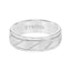 ADLER White Tungsten Ring with Brushed Diagonally Grooved Center by Triton Rings - 7mm - Larson Jewelers