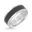 ALGERNON Tungsten Wedding Band with Polished Beveled Edges and Black Ceramic Inlay by Triton Rings - 8 mm - Larson Jewelers