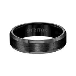 FLETCHER Polished Beveled Edge Satin Finish Tungsten Carbide Comfort Fit Wedding Band by Triton Rings - 6 mm - Larson Jewelers