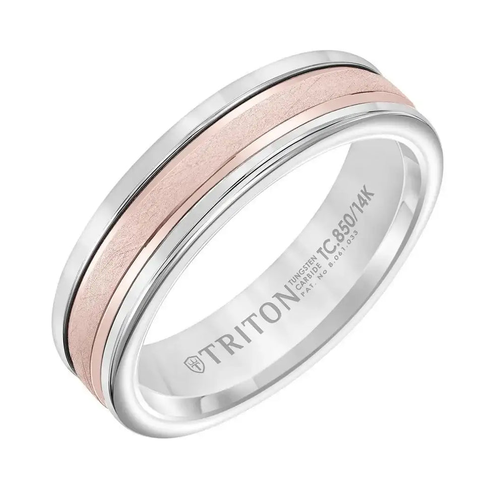 6mm Band with Classic Tungsten Exterior and Crystalline 14K Rose Gold Core - Larson Jewelers