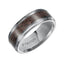 BURTON Tungsten Wedding Band with Wood Pattern Inlay and Beveled Edges - 8 mm - Larson Jewelers