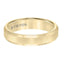 Yellow gold-plated tungsten carbide wedding band with satin-finished center and polished beveled edges, flat side view with TRITON logo inside, 5mm width