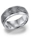 JED Domed White Tungsten Carbide Comfort Fit Band with Brush Finished Center and Chevron Pattern Cuts by Triton Rings - 8mm - Larson Jewelers