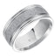 LARS Flat Pipe Cut White Tungsten Carbide Ring with Center Diagonal Coin Edge Texture and Polished Grooved Edges by Triton Rings - 9mm - Larson Jewelers