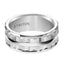 LOWELL Beveled Edge White Tungsten Carbide Wedding Band with Split Matrix Pattern and Polished Center Stripe by Triton Rings - 9mm - Larson Jewelers