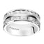 LOWELL Beveled Edge White Tungsten Carbide Wedding Band with Split Matrix Pattern and Polished Center Stripe by Triton Rings - 9mm - Larson Jewelers