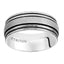 9mm White Tungsten Domed with Double Rims Comfort Fit Band with Diagonal Satin Finish and Black Powder Coat lines - Larson Jewelers