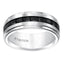 8MM Step Edge Flat Black and White Tungsten Comfort Fit Band with Center Texture - Larson Jewelers