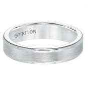 JACOB flat white tungsten carbide ring by Triton with satin center and polished step edges, 9mm, interior view showing TRITON logo
