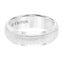 White Tungsten Low-Domed Vertical Brushed Raised Center Wedding Ring With Polished Edges By Triton Rings - 7mm - Larson Jewelers