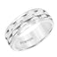 White Tungsten Polished Beveled Wedding Band with Brushed Link Design by Triton Rings - 8mm - Larson Jewelers