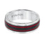White Tungsten Black Matte Center Red Dual Grooved Wedding Ring with Polished Round Edges by Triton Rings - 8mm - Larson Jewelers