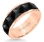8MM Black & Rose Tungsten Carbide Comfort Fit Ring - Faceted Chevron Pattern and Bevel Edge - Larson Jewelers