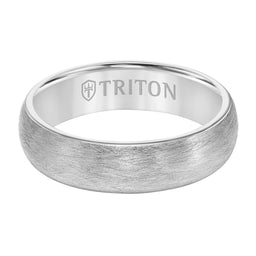 LEVI Domed White Tungsten Carbide Ring with Wire Brushed Finish by Triton Rings - 6 mm - Larson Jewelers