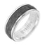 Round Edge Meteorite Insert White Tungsten Wedding Band - 8mm - Larson Jewelers