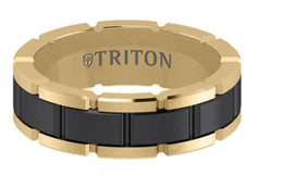 7MM Yellow Tungsten with Black Diamond-Like Coating Comfort Fit Ring - T-Link Design - Larson Jewelers