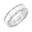 7MM White Tungsten Comfort Fit Ring with White Ceramic T-Link Design Center - Larson Jewelers