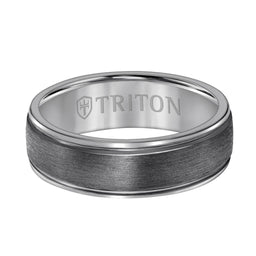 7MM Tantalum Ring - Crystalline Finish Dome with Edge Lines - Larson Jewelers